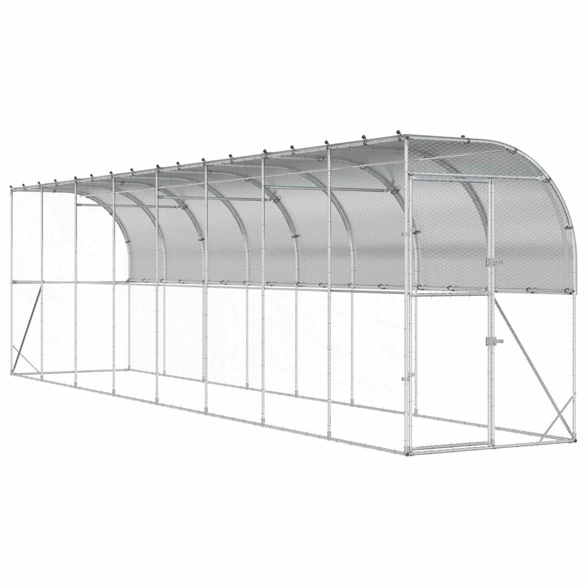 vidaXL Against Wall Chicken Coop Silver 800 x 100 x 215 cm