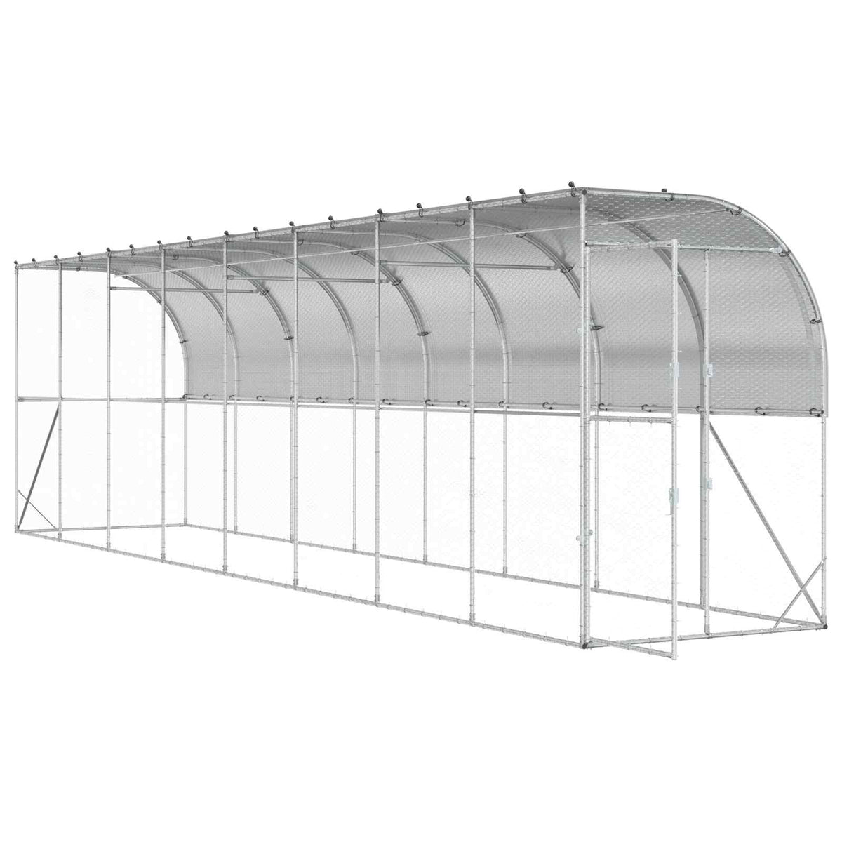 vidaXL Against Wall Chicken Coop Silver 800 x 100 x 215 cm