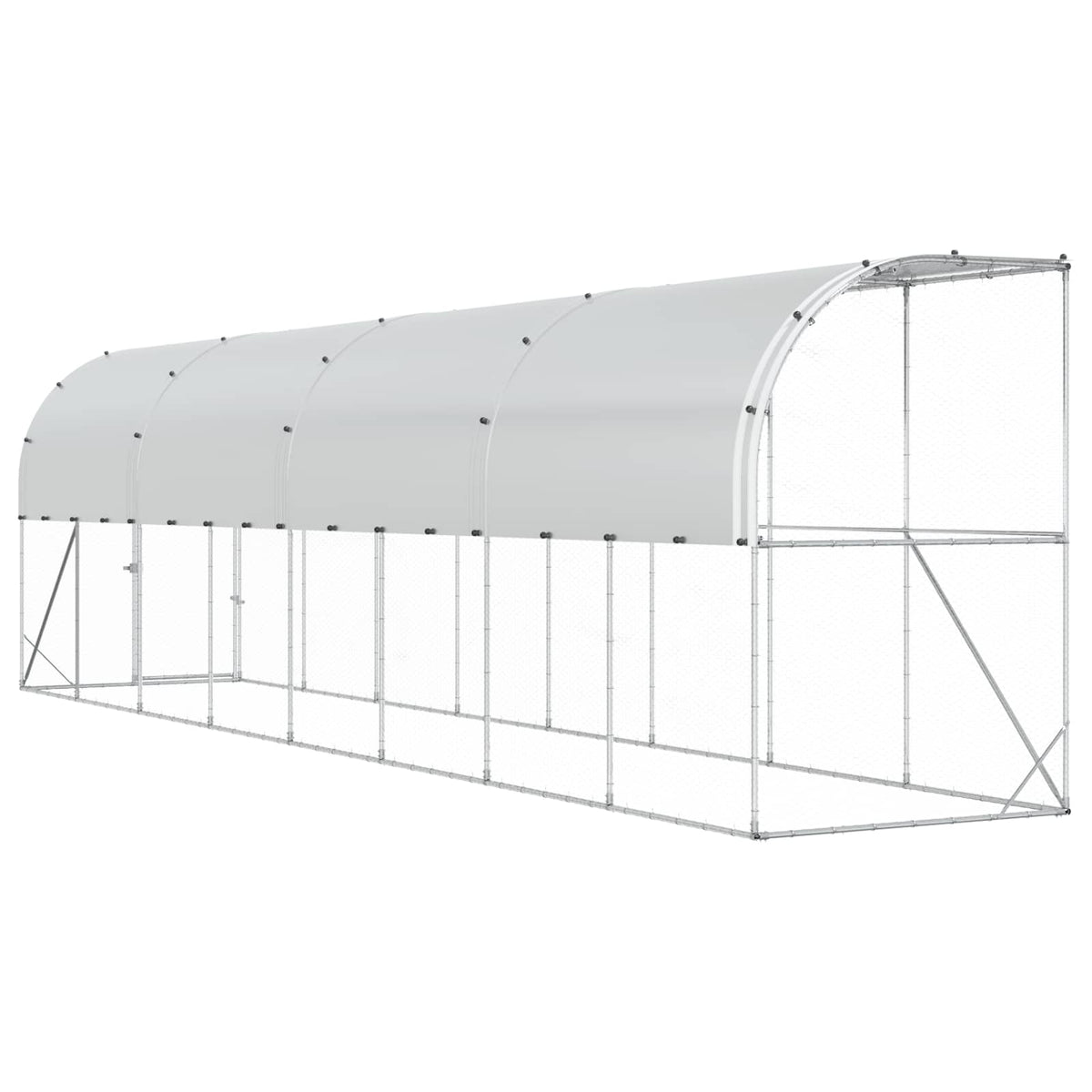 vidaXL Against Wall Chicken Coop Silver 800 x 100 x 215 cm