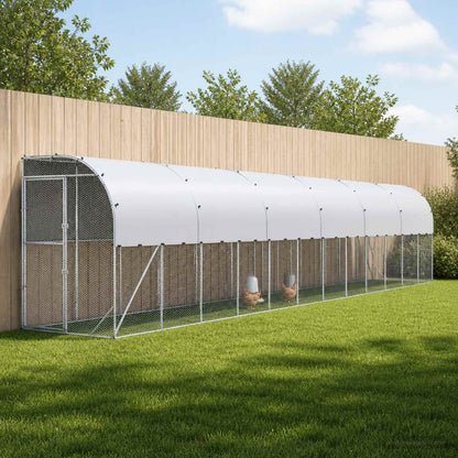 vidaXL Against Wall Chicken Coop Silver 1200 x 100 x 215 cm
