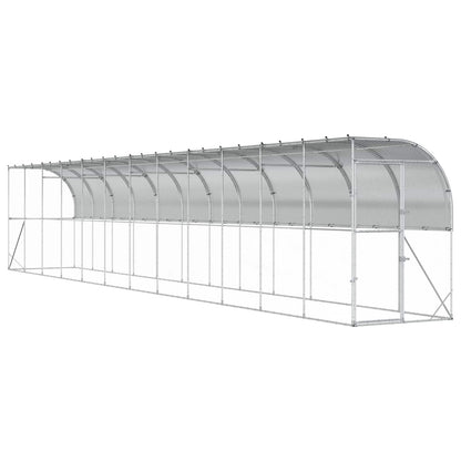 vidaXL Against Wall Chicken Coop Silver 1200 x 100 x 215 cm