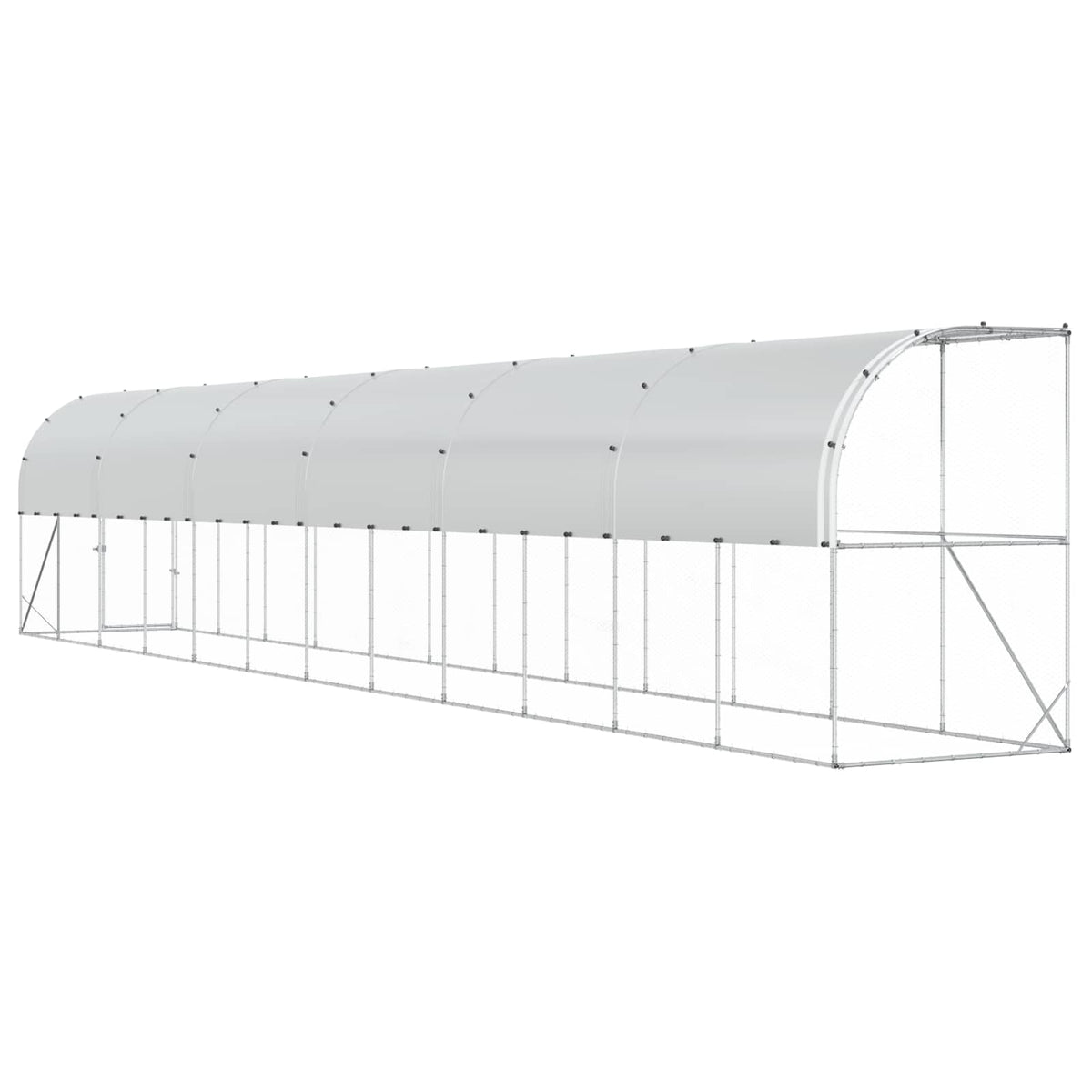 vidaXL Against Wall Chicken Coop Silver 1200 x 100 x 215 cm