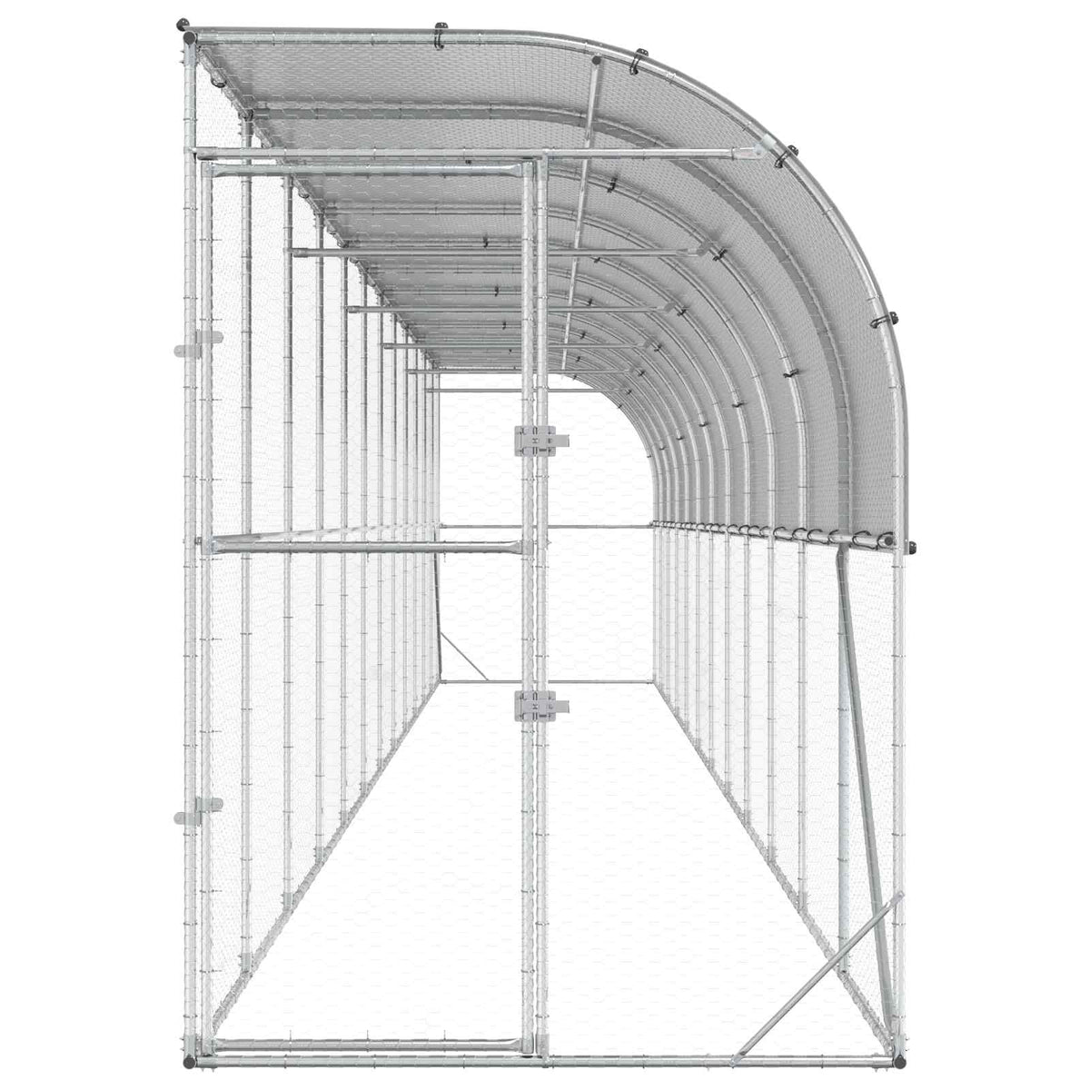 vidaXL Against Wall Chicken Coop Silver 1200 x 100 x 215 cm