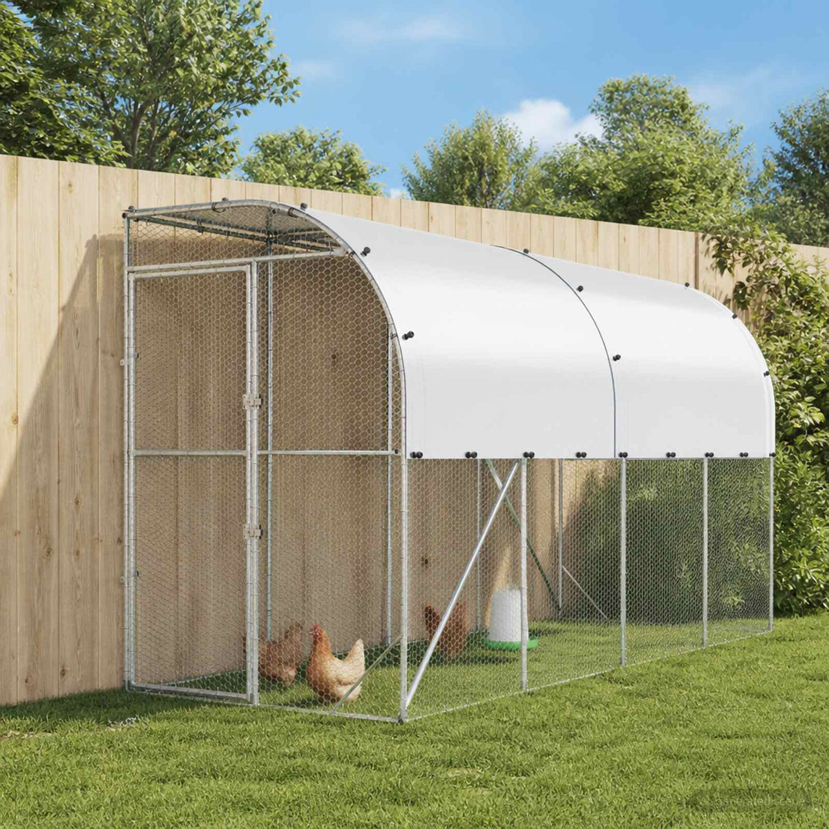 vidaXL Against Wall Chicken Coop Silver 400 x 150 x 215 cm
