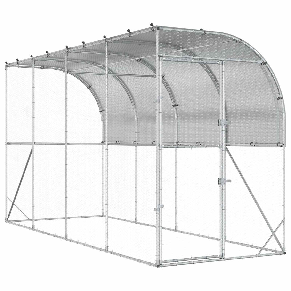 vidaXL Against Wall Chicken Coop Silver 400 x 150 x 215 cm
