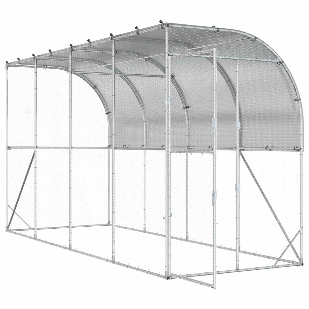 vidaXL Against Wall Chicken Coop Silver 400 x 150 x 215 cm