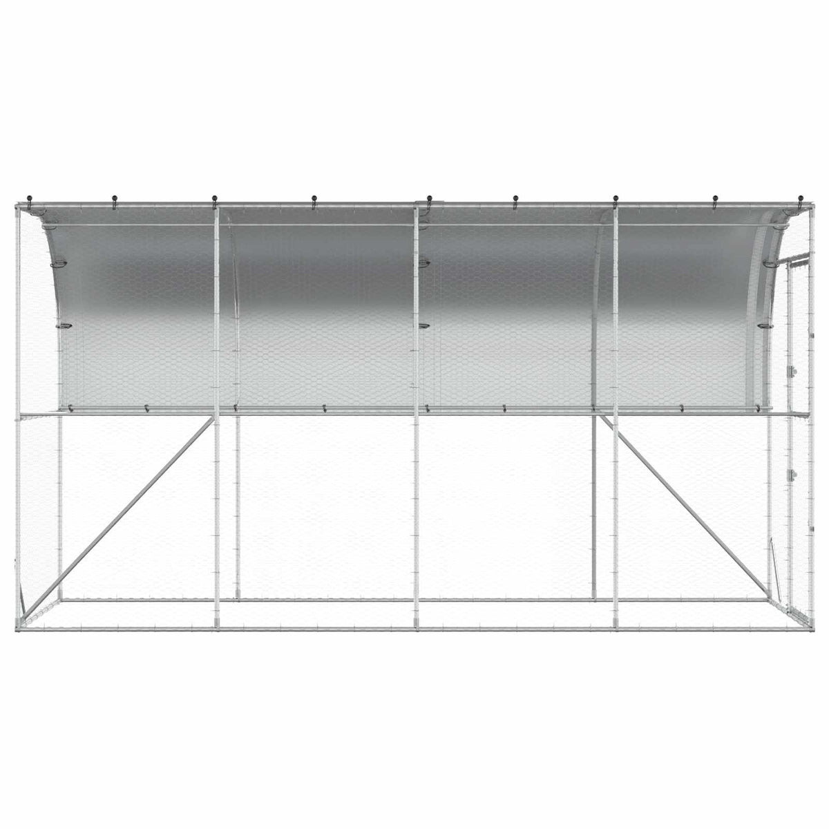 vidaXL Against Wall Chicken Coop Silver 400 x 150 x 215 cm