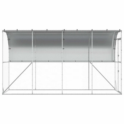 vidaXL Against Wall Chicken Coop Silver 400 x 150 x 215 cm