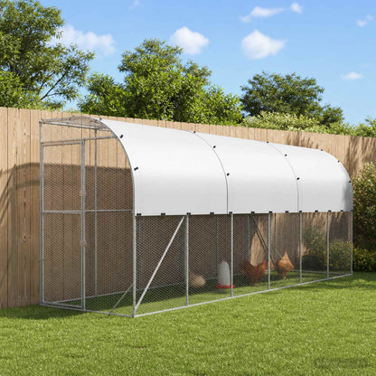 vidaXL Against Wall Chicken Coop Silver 600 x 150 x 215 cm