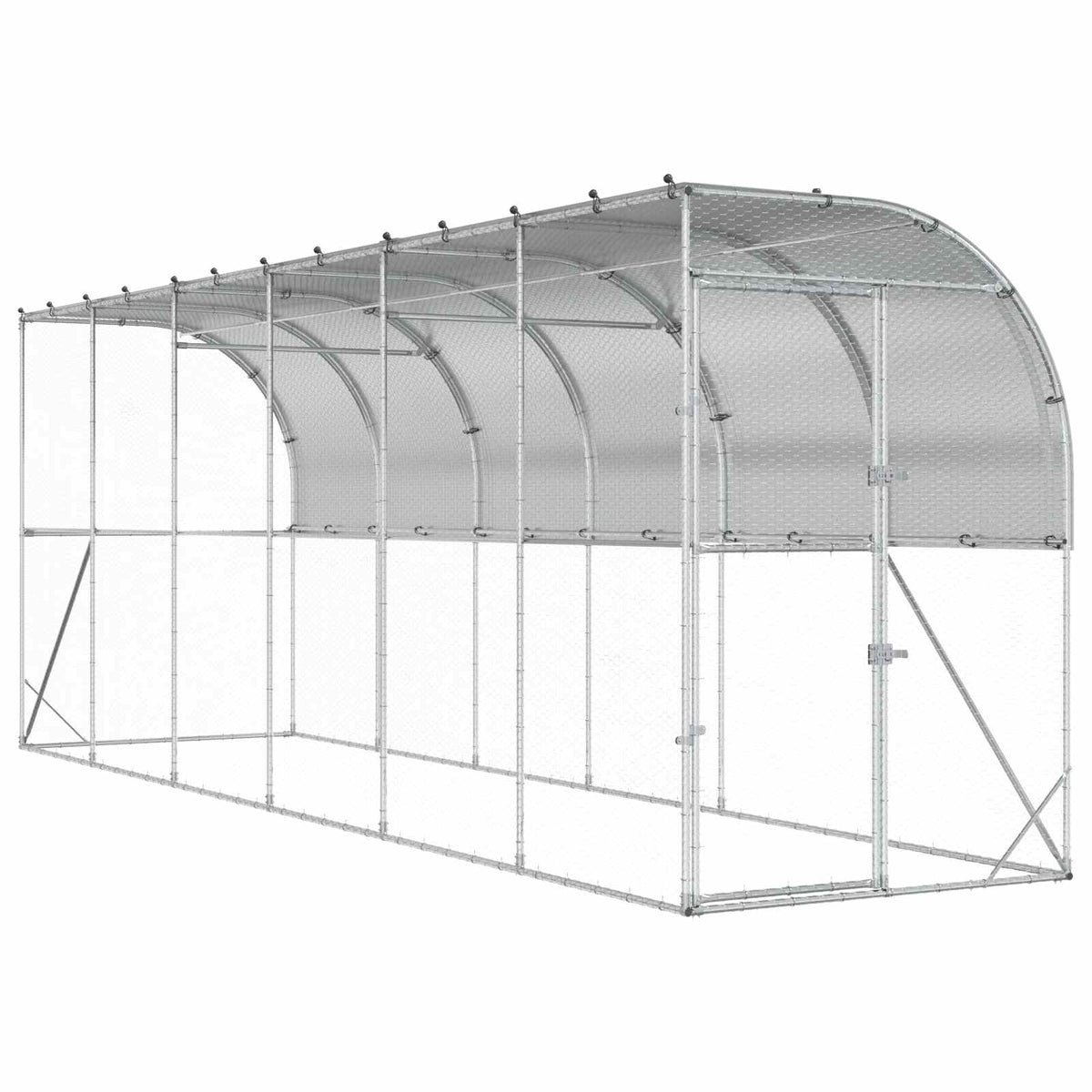 vidaXL Against Wall Chicken Coop Silver 600 x 150 x 215 cm