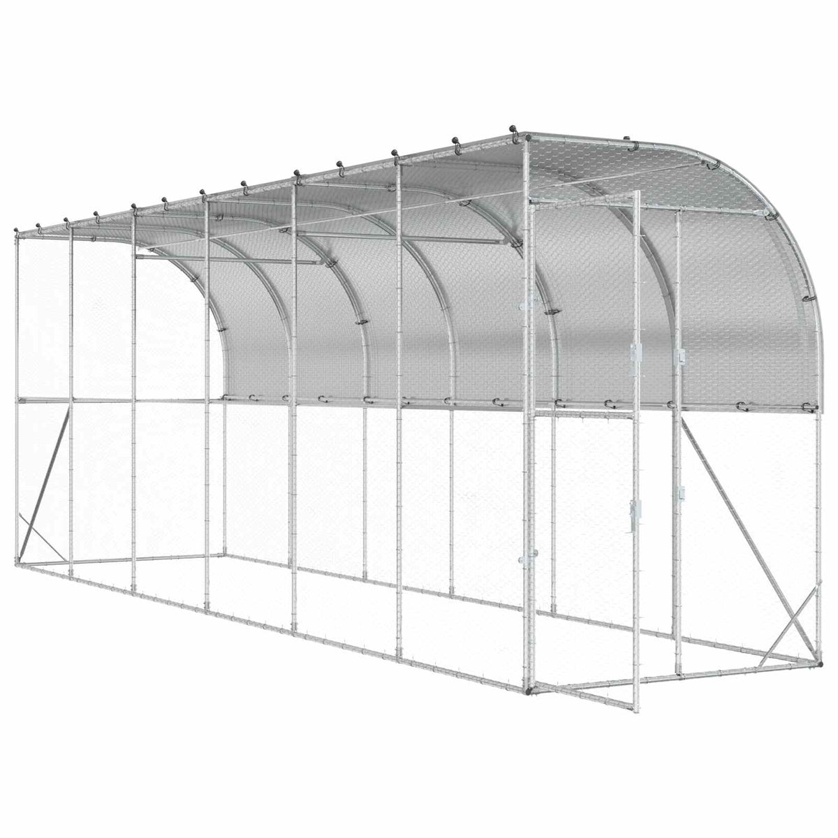 vidaXL Against Wall Chicken Coop Silver 600 x 150 x 215 cm