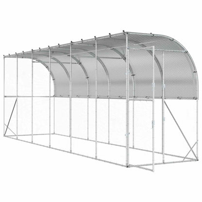 vidaXL Against Wall Chicken Coop Silver 600 x 150 x 215 cm