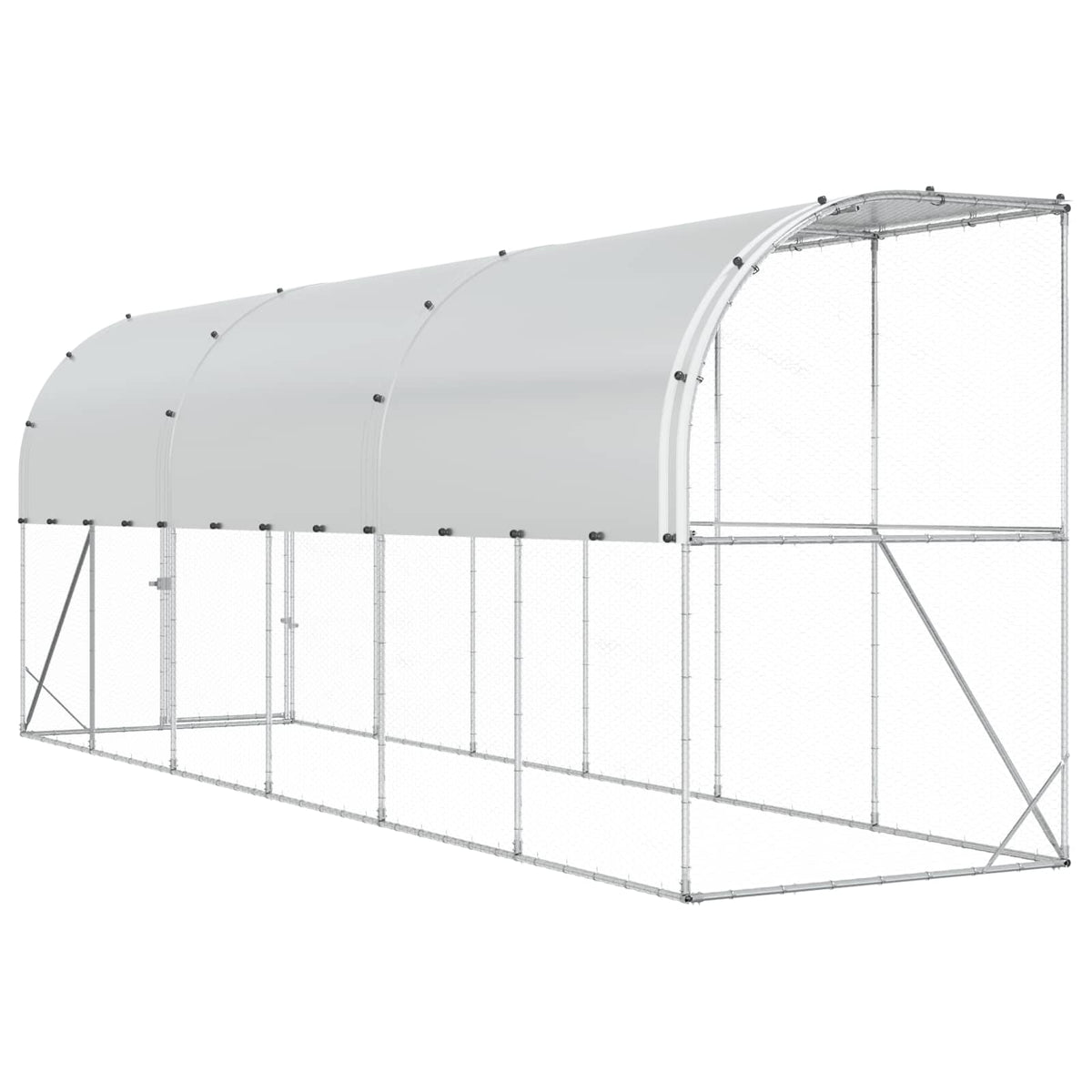 vidaXL Against Wall Chicken Coop Silver 600 x 150 x 215 cm