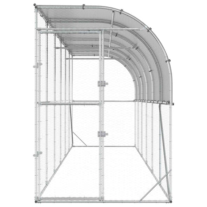 vidaXL Against Wall Chicken Coop Silver 600 x 150 x 215 cm