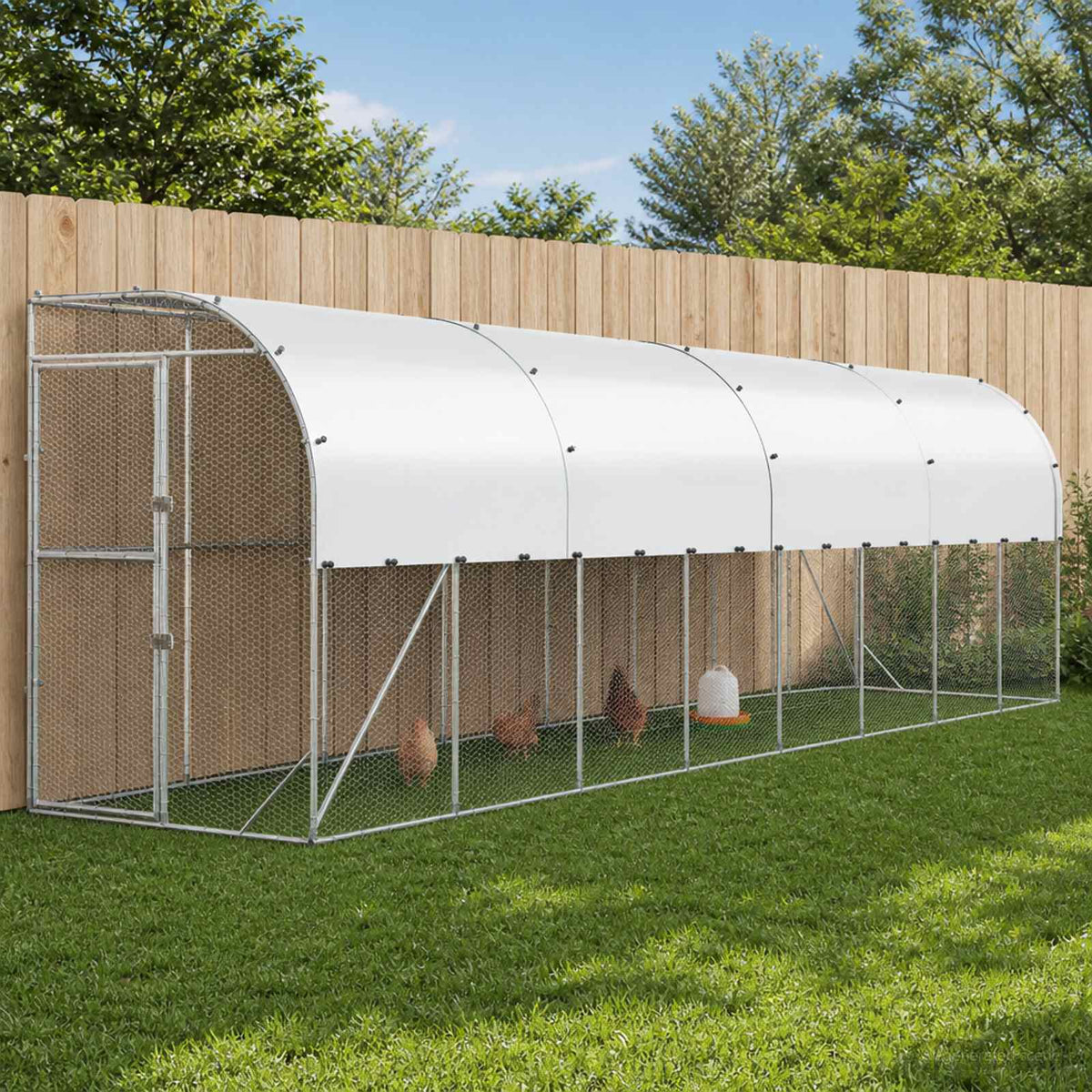 vidaXL Against Wall Chicken Coop Silver 800 x 150 x 215 cm