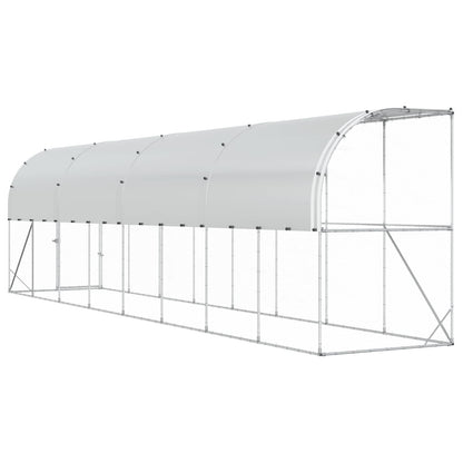 vidaXL Against Wall Chicken Coop Silver 800 x 150 x 215 cm