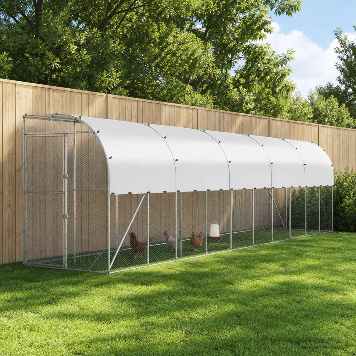 vidaXL Against Wall Chicken Coop Silver 1000 x 150 x 215 cm