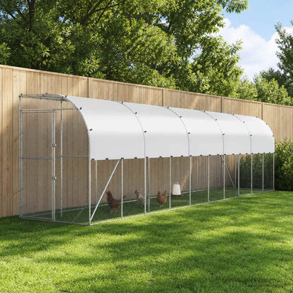 vidaXL Against Wall Chicken Coop Silver 1000 x 150 x 215 cm