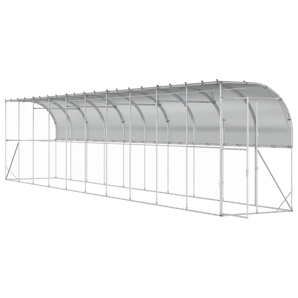 vidaXL Against Wall Chicken Coop Silver 1000 x 150 x 215 cm