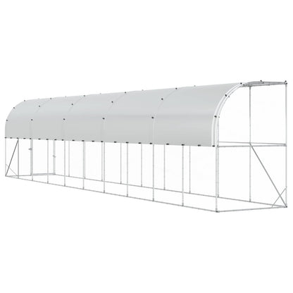 vidaXL Against Wall Chicken Coop Silver 1000 x 150 x 215 cm