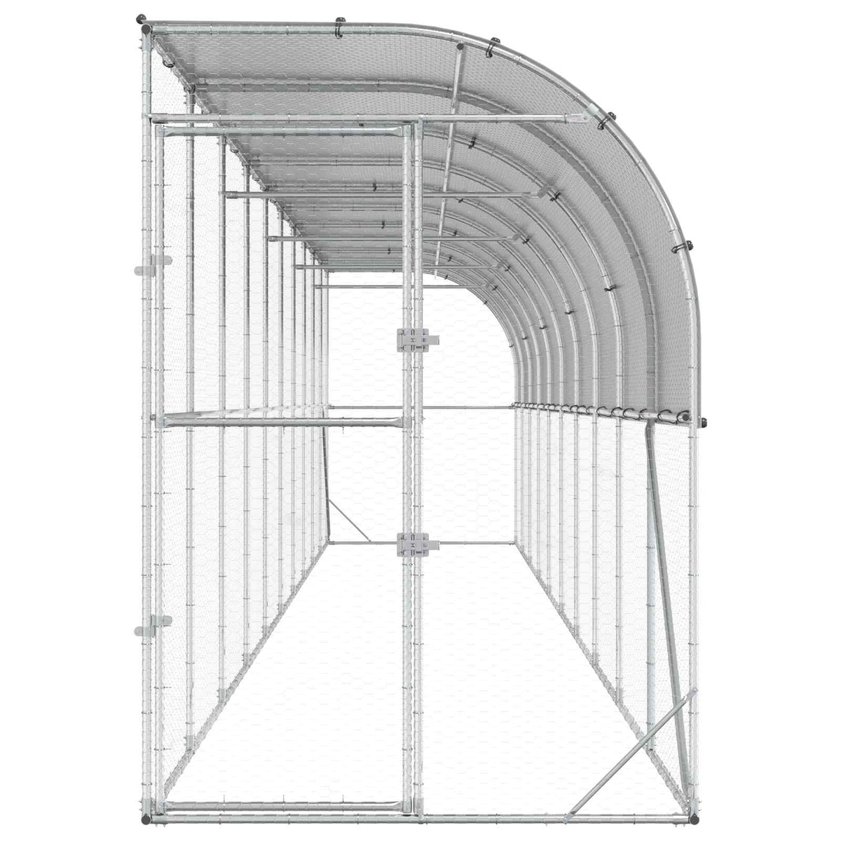 vidaXL Against Wall Chicken Coop Silver 1000 x 150 x 215 cm