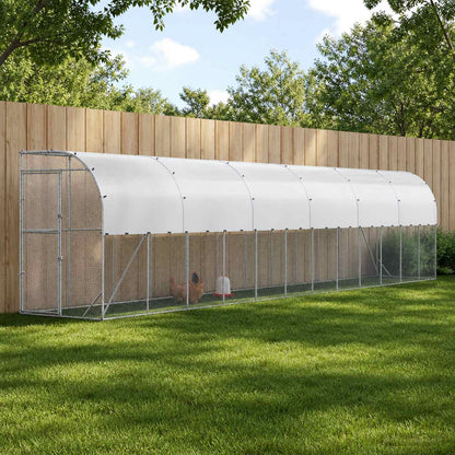 vidaXL Against Wall Chicken Coop Silver 1200 x 150 x 215 cm