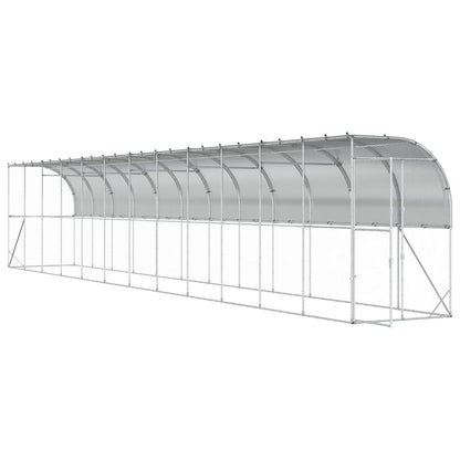 vidaXL Against Wall Chicken Coop Silver 1200 x 150 x 215 cm