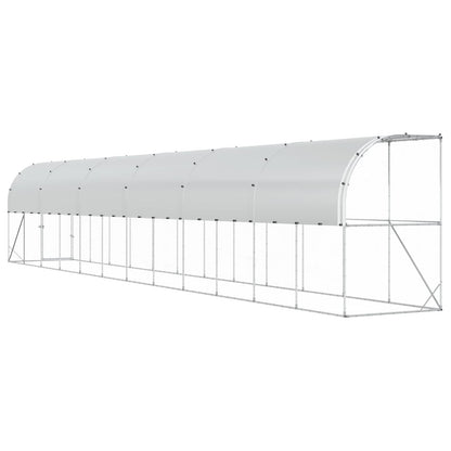 vidaXL Against Wall Chicken Coop Silver 1200 x 150 x 215 cm