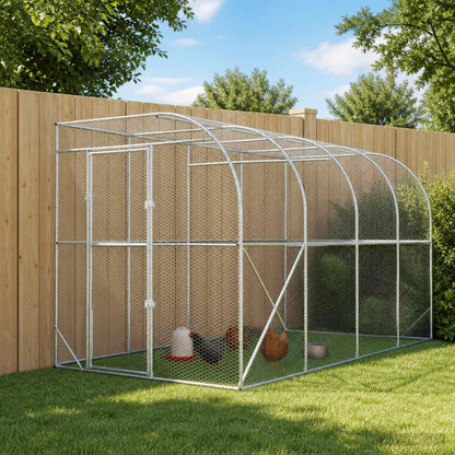 vidaXL Against Wall Chicken Coop Silver 400 x 200 x 215 cm