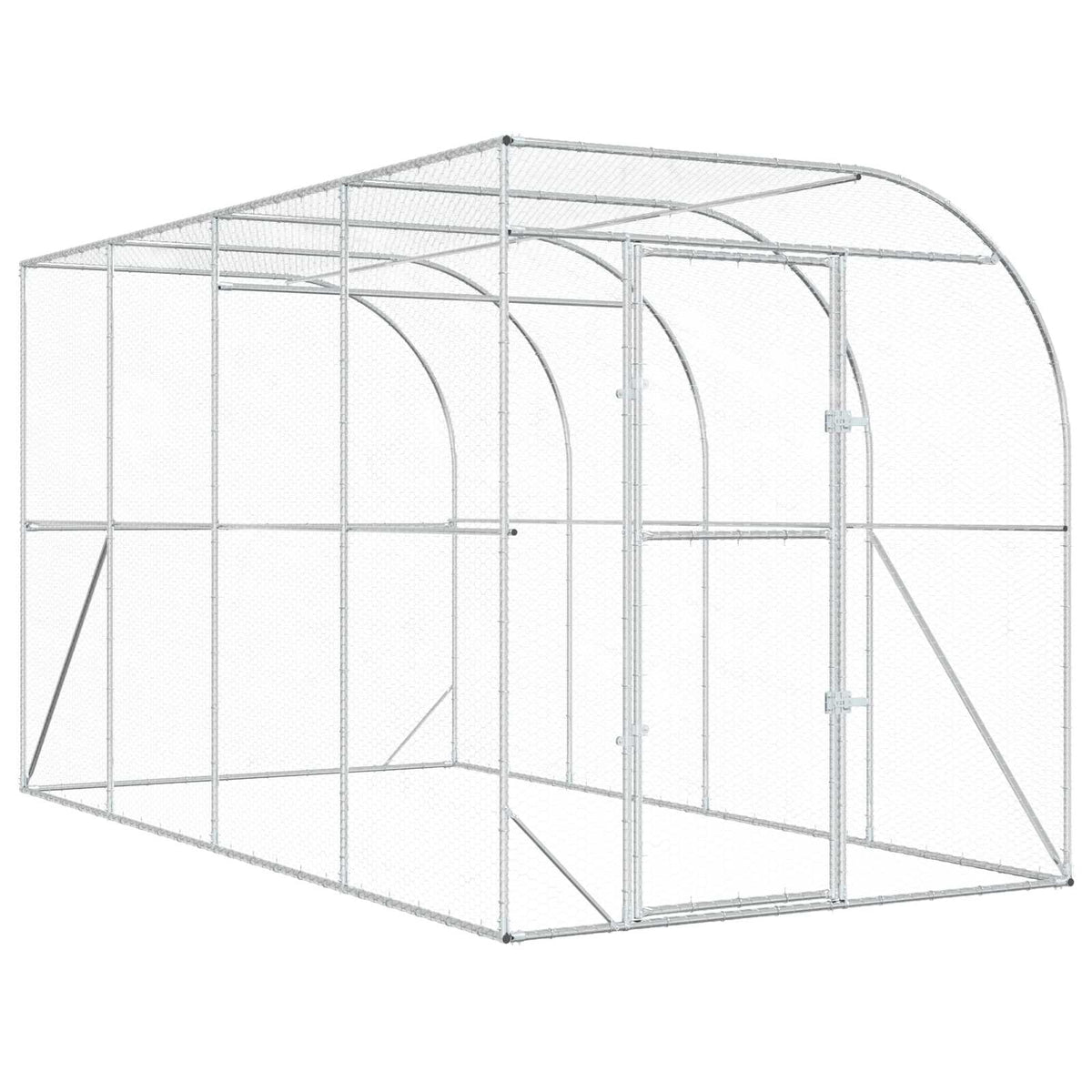 vidaXL Against Wall Chicken Coop Silver 400 x 200 x 215 cm
