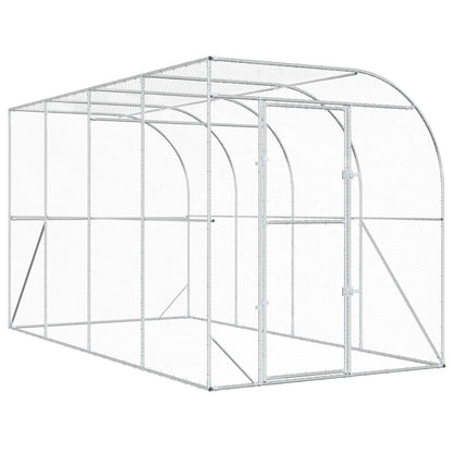 vidaXL Against Wall Chicken Coop Silver 400 x 200 x 215 cm