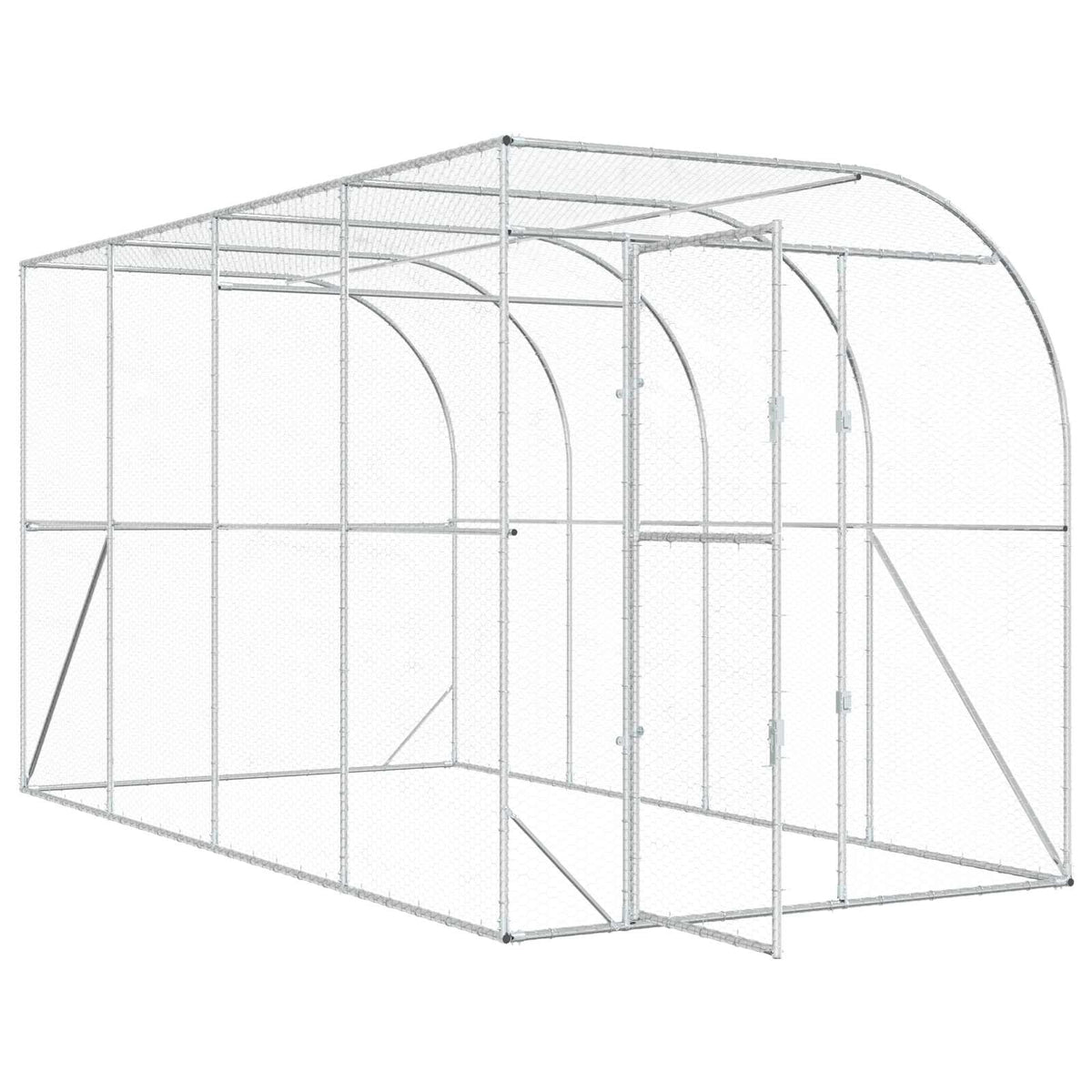 vidaXL Against Wall Chicken Coop Silver 400 x 200 x 215 cm