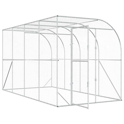vidaXL Against Wall Chicken Coop Silver 400 x 200 x 215 cm