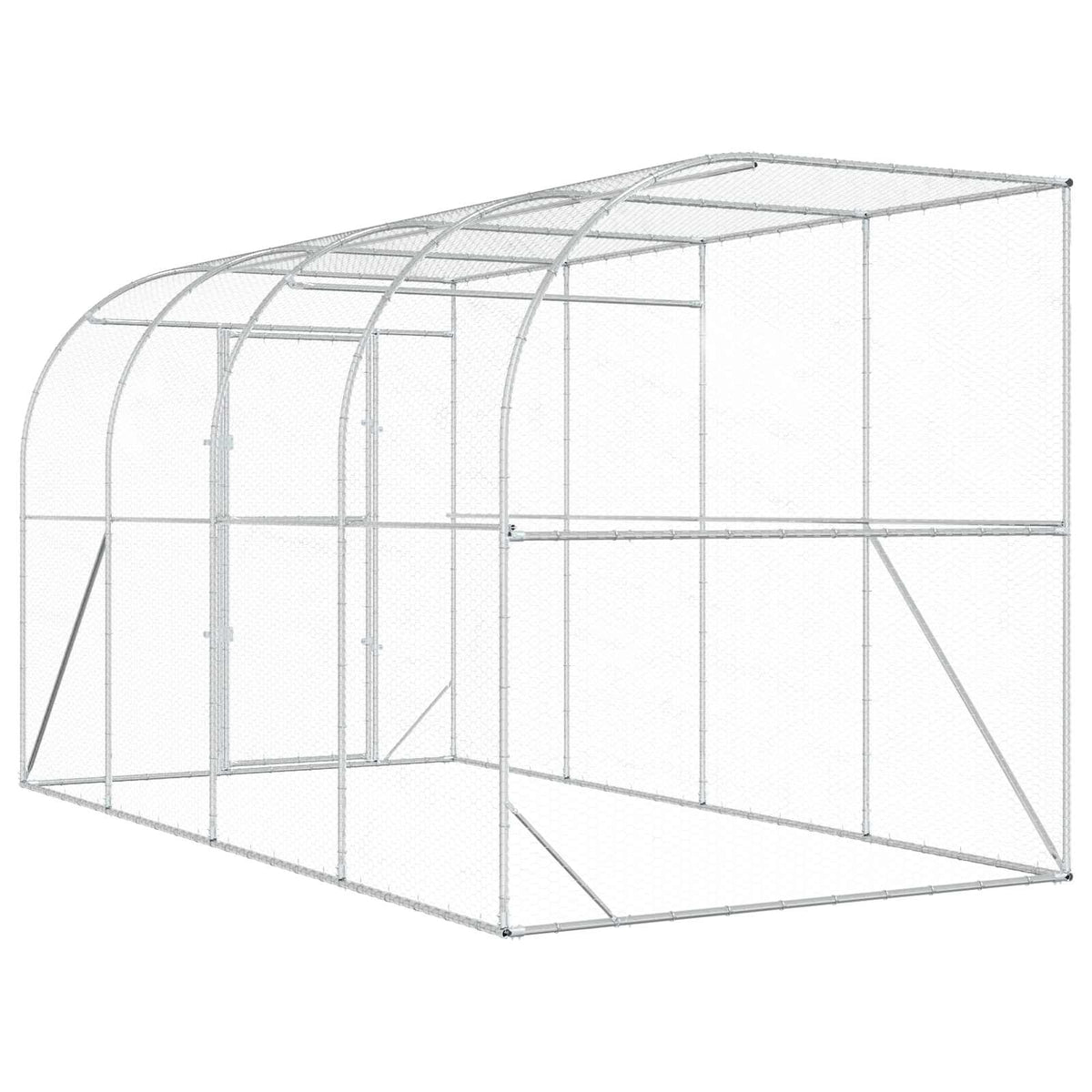 vidaXL Against Wall Chicken Coop Silver 400 x 200 x 215 cm