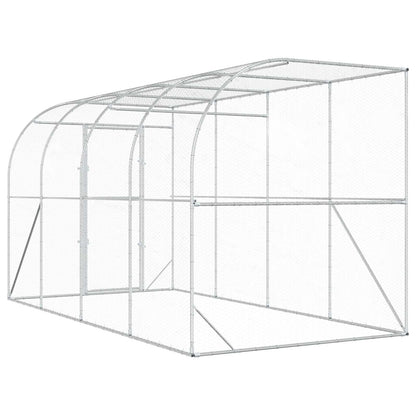 vidaXL Against Wall Chicken Coop Silver 400 x 200 x 215 cm