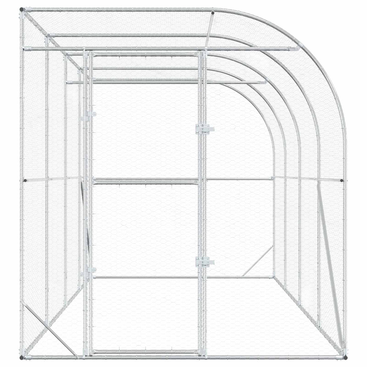 vidaXL Against Wall Chicken Coop Silver 400 x 200 x 215 cm