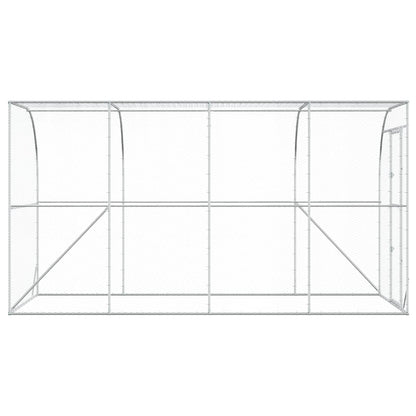 vidaXL Against Wall Chicken Coop Silver 400 x 200 x 215 cm