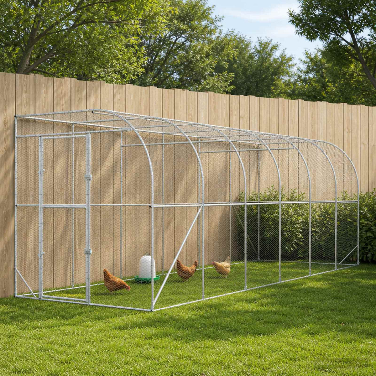 vidaXL Against Wall Chicken Coop Silver 600 x 200 x 215 cm