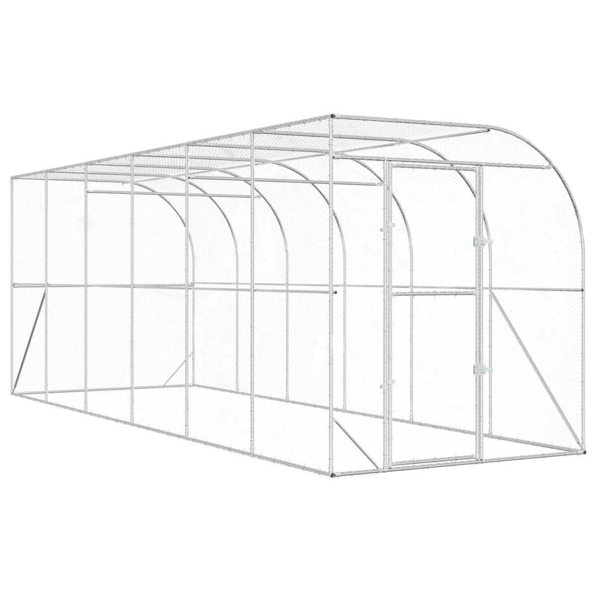 vidaXL Against Wall Chicken Coop Silver 600 x 200 x 215 cm