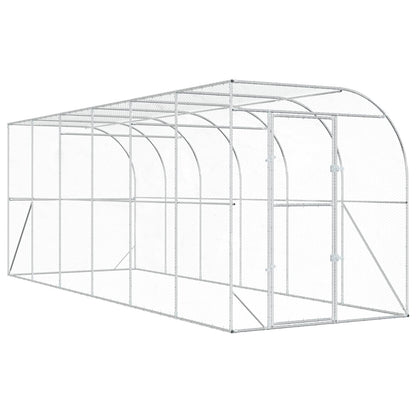 vidaXL Against Wall Chicken Coop Silver 600 x 200 x 215 cm