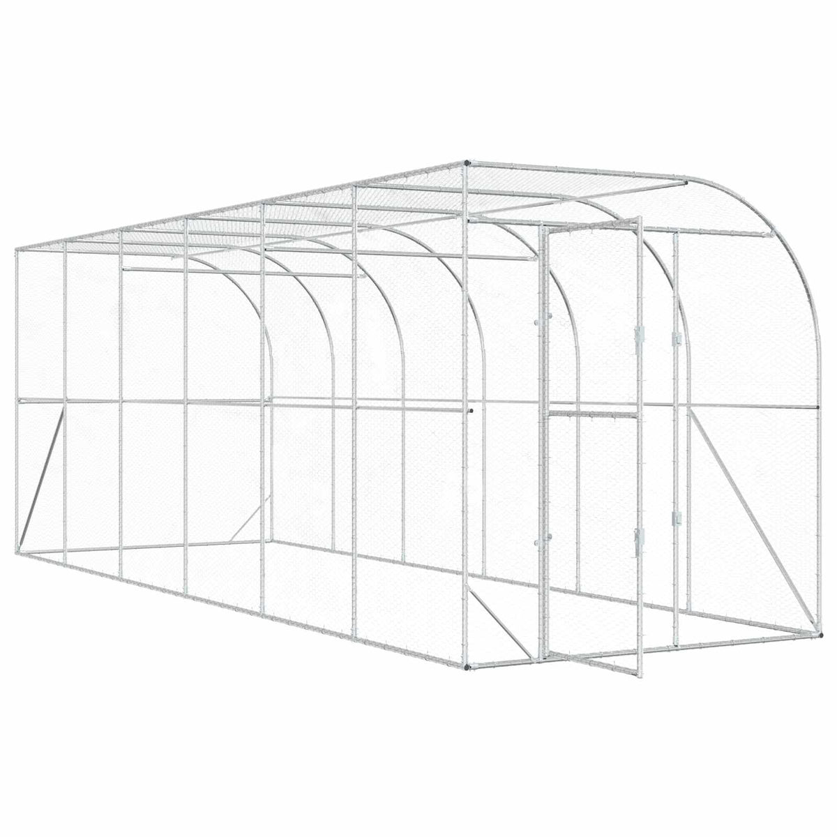 vidaXL Against Wall Chicken Coop Silver 600 x 200 x 215 cm