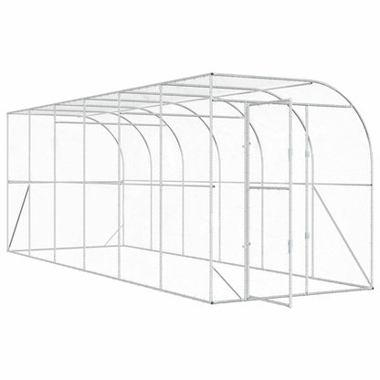 vidaXL Against Wall Chicken Coop Silver 600 x 200 x 215 cm