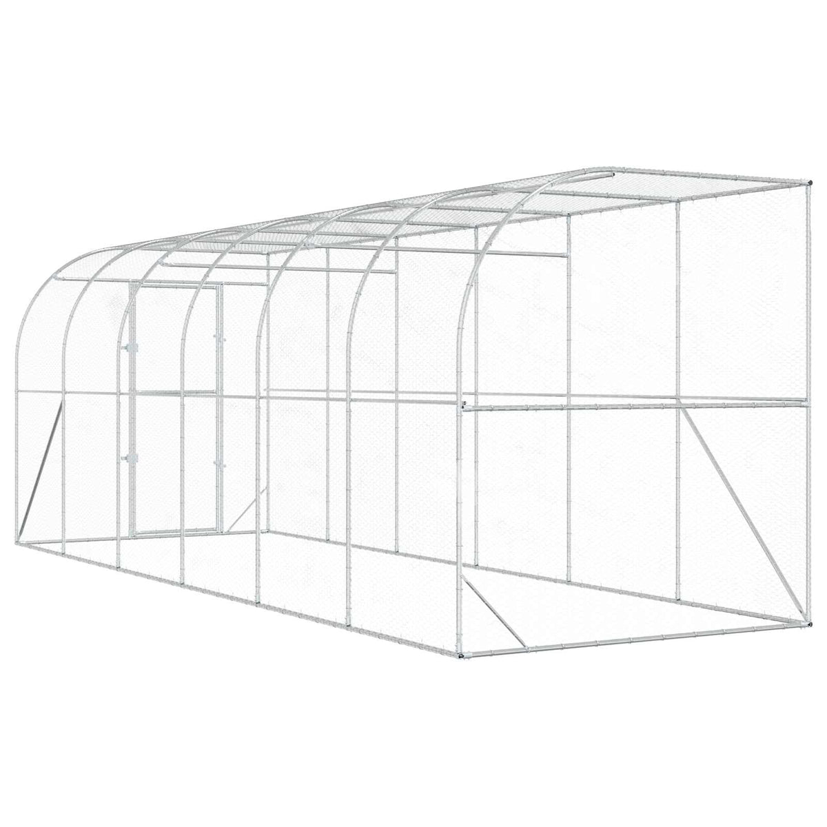 vidaXL Against Wall Chicken Coop Silver 600 x 200 x 215 cm