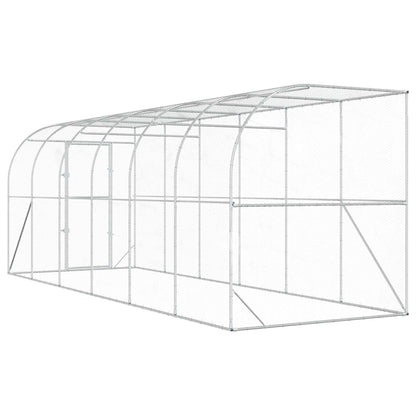 vidaXL Against Wall Chicken Coop Silver 600 x 200 x 215 cm