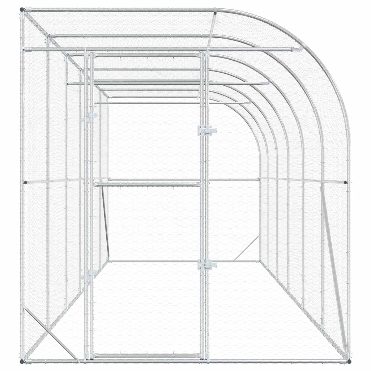 vidaXL Against Wall Chicken Coop Silver 600 x 200 x 215 cm