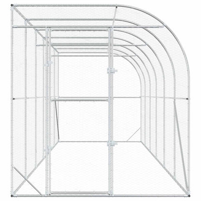 vidaXL Against Wall Chicken Coop Silver 600 x 200 x 215 cm