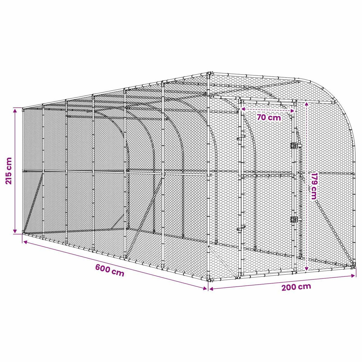 vidaXL Against Wall Chicken Coop Silver 600 x 200 x 215 cm