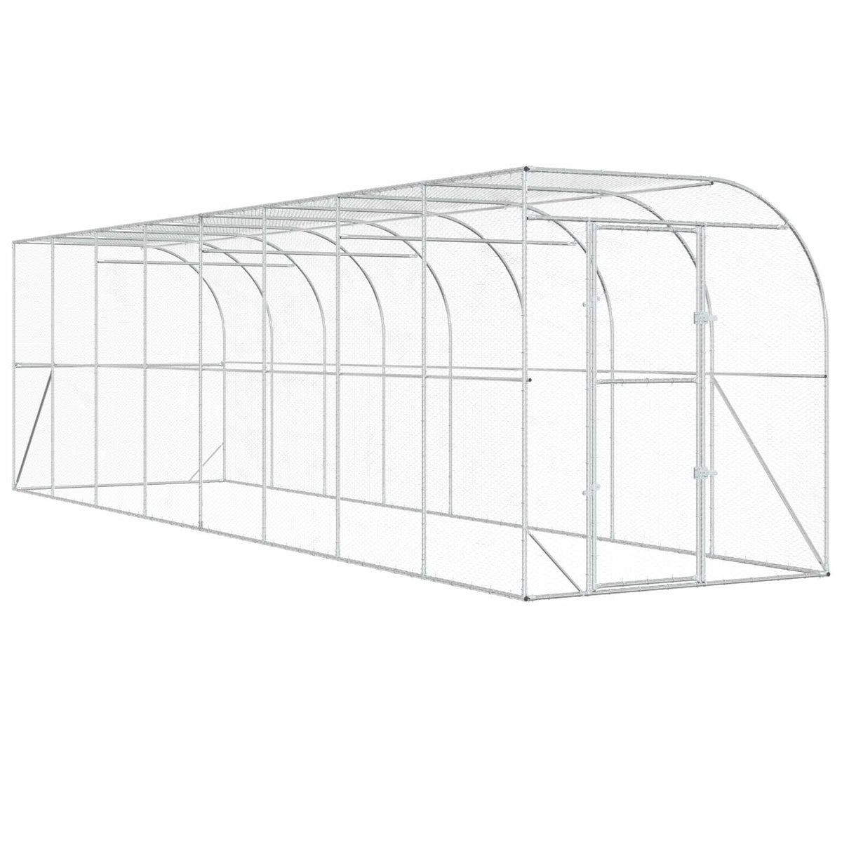 vidaXL Against Wall Chicken Coop Silver 800 x 200 x 215 cm
