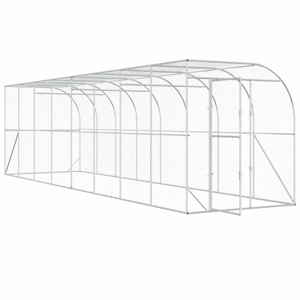vidaXL Against Wall Chicken Coop Silver 800 x 200 x 215 cm