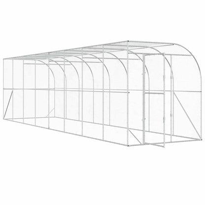 vidaXL Against Wall Chicken Coop Silver 800 x 200 x 215 cm